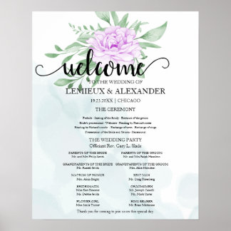 Poster Programme de mariage des Feuilles de l'Eucalyptus