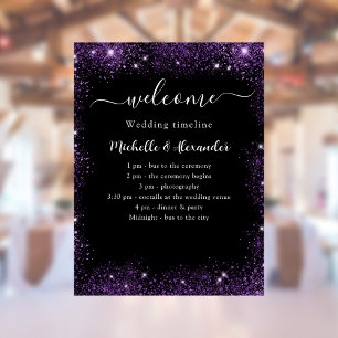 Poster Programme de mariage noir violet bienvenue