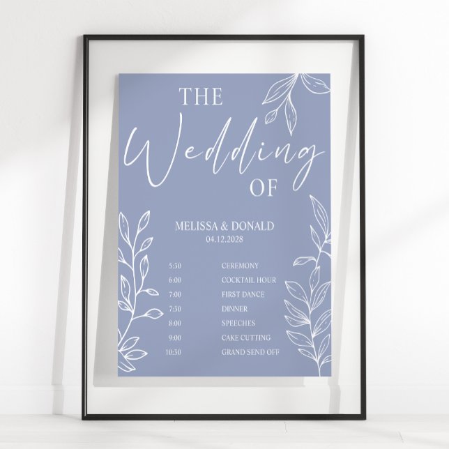 Poster Programme de mariage simple avec fleurs de pervenc (Créateur téléchargé)