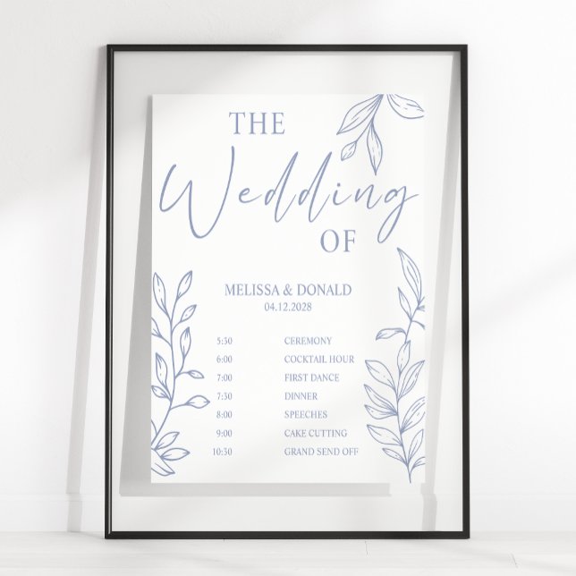 Poster Programme de mariage simple avec fleurs de pervenc (Créateur téléchargé)