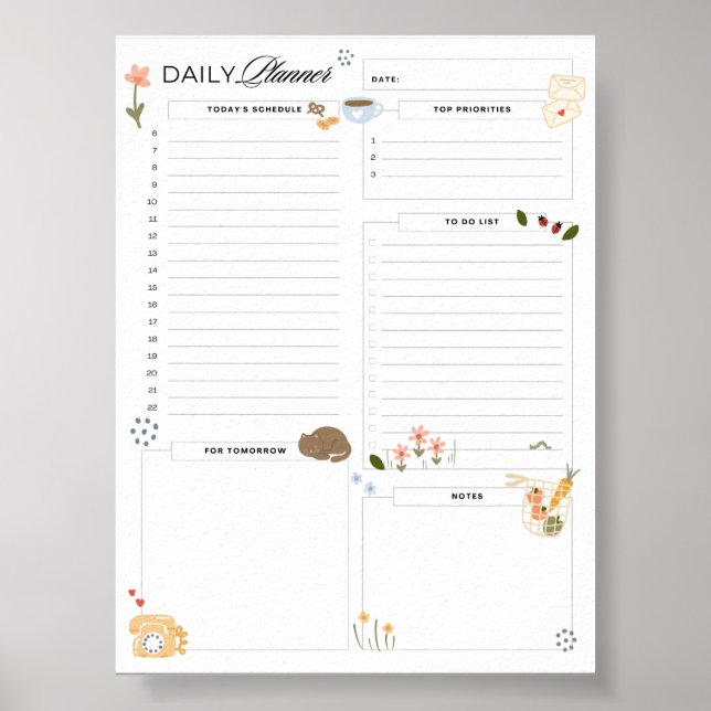 Poster Programme quotidien Cosy Home Une page Calendrier  (Devant)