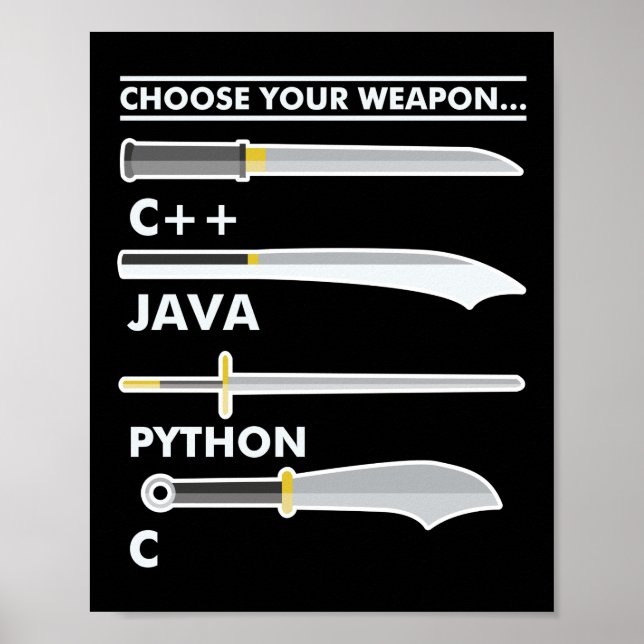 Poster Programmer le codage Choisissez votre arme C Java  (Devant)