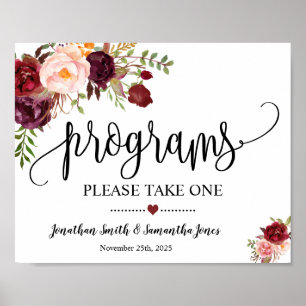 Poster Programmes signe cérémonie de mariage bohème marsa