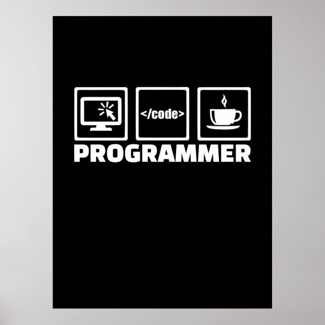 Poster Programmeur Écrire Code Et Boire Café (Devant)