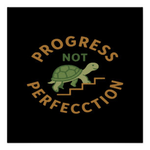 Poster Progrès et non Perfection - Citation Motivationnel