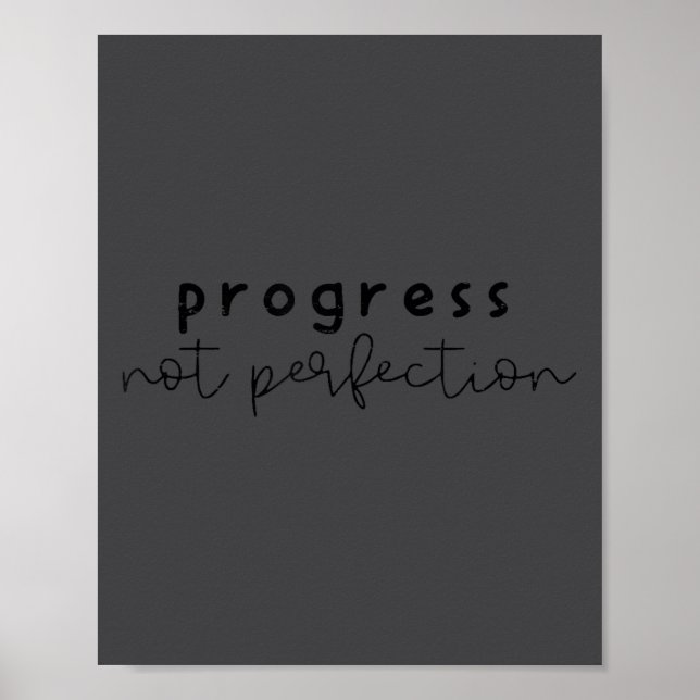 Poster Progress Not Perfection Funny Motivating Statement (Devant)