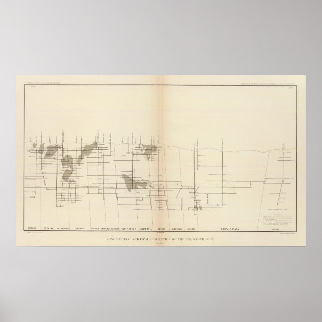 Poster Projection longitudinale verticale I Comstock Lode (Devant)