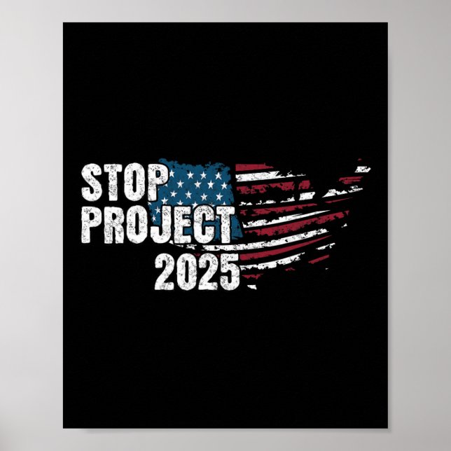 Poster Projet 2025 contre Trump drapeau américain (Devant)