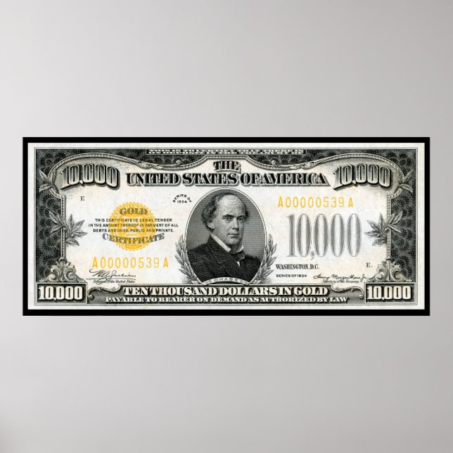 POSTER PROJET DE LOI DE DIX MILLE DOLLARS DE 1934 (Devant)