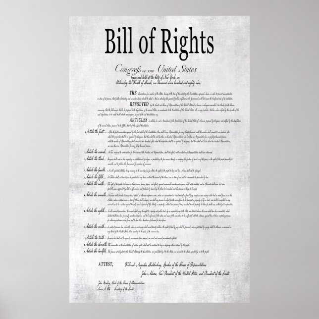 POSTER PROJET DE LOI SUR LES DROITS DES ÉTATS-UNIS 1 (Devant)