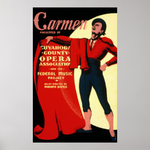 Poster Projet de musique fédérale vintage WPA Opera Carme