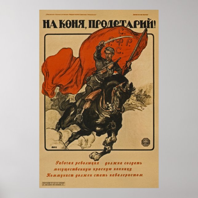 Poster Prolétarien Montez Sur Votre Cheval ! ~ Union sovi (Devant)