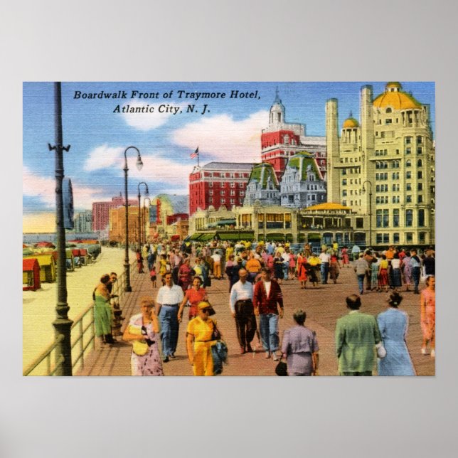 Poster Promenade, Atlantic City Vintage (Devant)