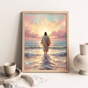 Poster Promenade au coucher du soleil, Art chrétien numér
