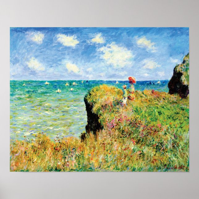 Poster Promenade au sommet de la falaise à Pourville par  (Devant)