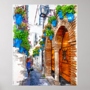Poster Promenade Cordoba's Alley - Espagne