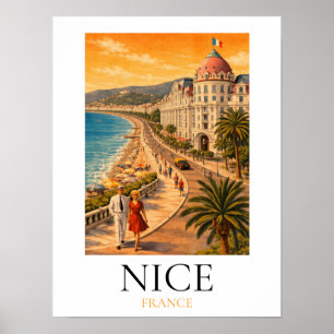 Poster Promenade des Anglais Vue rétro de Nice Côte d’Azu