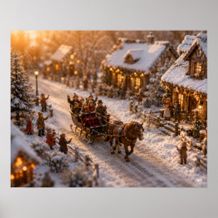 Poster Promenade en traîneau tiré par un cheval miniature