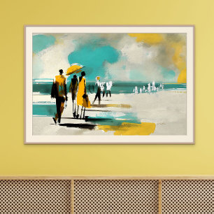 Poster Promenade ensoleillée – Figures abstraites dans un