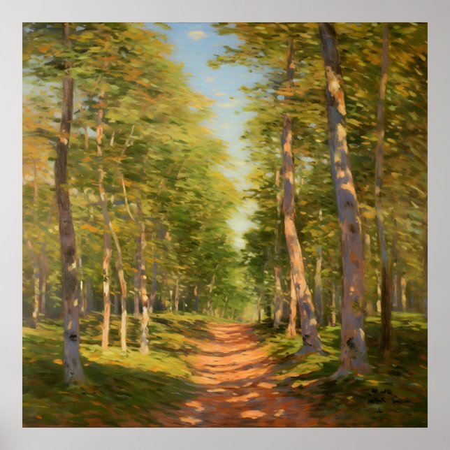 Poster Promenade Forestière Entourée D'Une Verdure Verdoy (Devant)