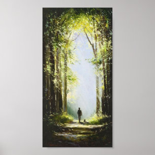 Poster Promenez-vous dans la peinture à l'huile de bois