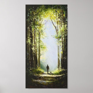 Poster Promenez-vous dans la peinture à l'huile de bois