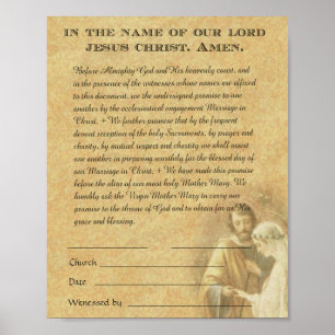 Poster Promesse du Fiançailles Mariage catholique