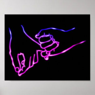 Poster Promesse Pinky Neon Ligne Minimale Art Mal Simple