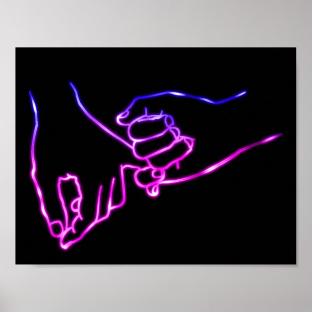 Poster Promesse Pinky Neon Ligne Minimale Art Mal Simple (Devant)