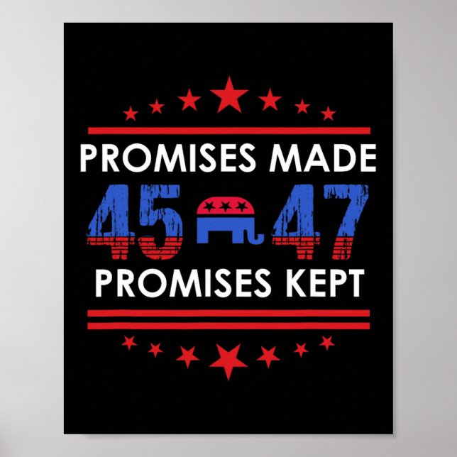 Poster Promesses faites Garder Trump 45 47 Signer (Devant)