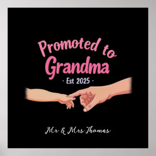 Poster Promu à grand-mère Etabli 2025 Faire-part