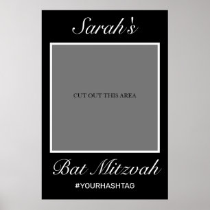 Poster Prop photo minimaliste de Bat mitzvah noir moderne