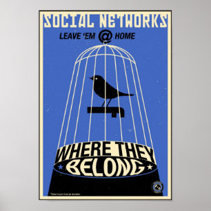 Poster Propagande de bureau : Réseau social (bleu)