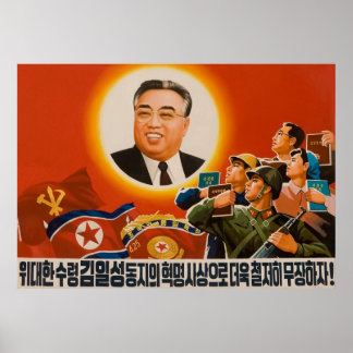 Poster Propagande de la RPDC nord-coréenne Kim Ilsung