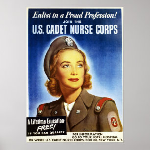 Poster Propagande de recrutement d'infirmières militaires