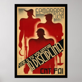 Poster Propagande rare de guerre civile espagnole - Disci