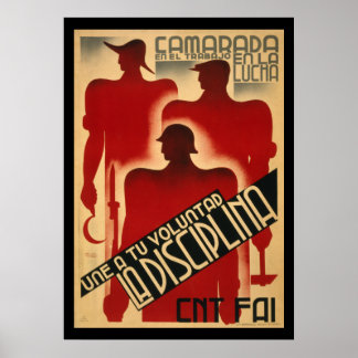 Poster Propagande rare de guerre civile espagnole - Disci