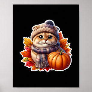 Poster Propriétaire de chat Scottish Fold automne Thanksg