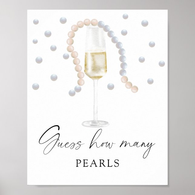 Poster Prosecco - combien de PEARLS jeu de douche nuptial (Devant)