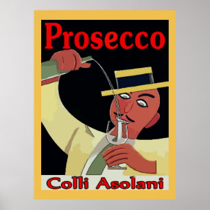 Poster Prosecco, homme avec verre