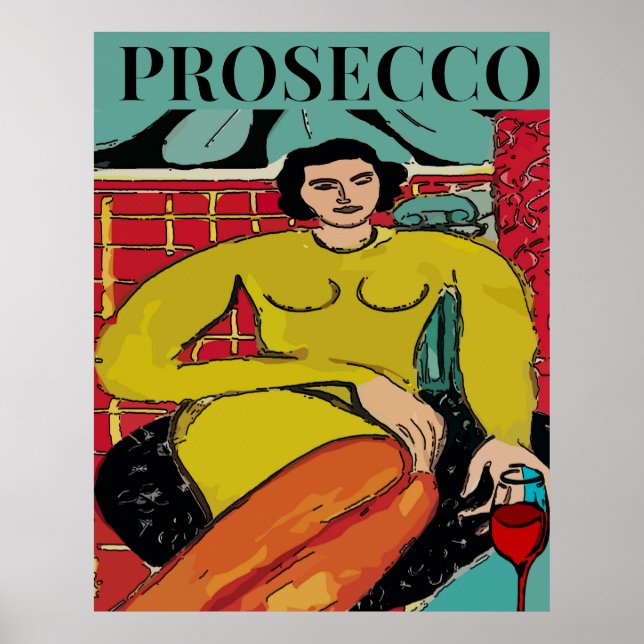 Poster Prosecco Woman, Wine (Devant)