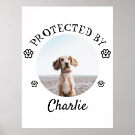 Poster Protected By Dog Photo Paw Print Design