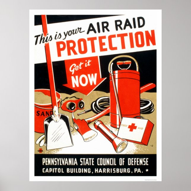 Poster Protection contre les raids aériens 1943 WPA (Devant)