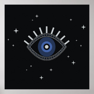 Poster Protection des yeux bleus contre les mauvaises én