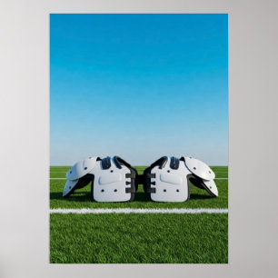 Poster Protège-épaule de football sur scène de gazon