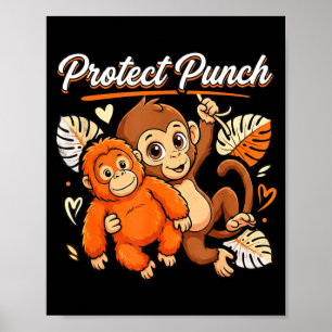 Poster Protéger bébé singe coup de poing mème de primate