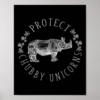Poster Protéger Chubby Unicorns Sauver White Rhino Anima