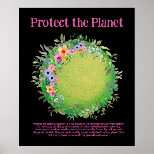 Poster PROTÉGER LA PLANÈTE SAVE EARTH Jour des terres Art