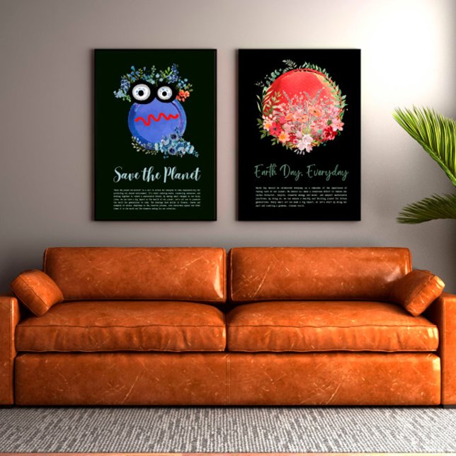 Poster PROTÉGER LA PLANÈTE SAVE EARTH Jour des terres Art (Créateur téléchargé)