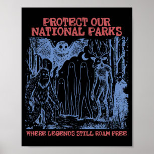 Poster Protéger les parcs nationaux Mothman Cryptide Weir